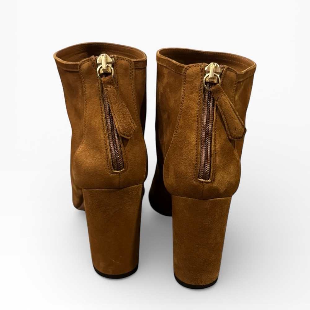 LIKE NEW IN BOX Aquazzura Brown Congac Suede Brooklyn Ankle Length Boots SZ 37 - Picture 4 of 9